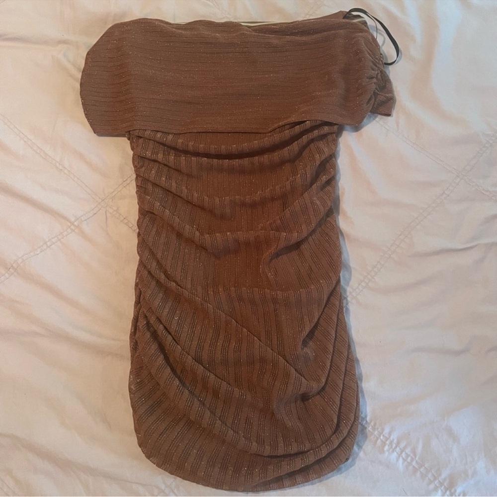 Camila Coelho Strapless Brown Crochet Mini Dress - Picture 3 of 3